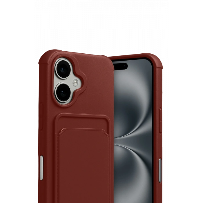 HarmonyAura Apple iPhone 17 Kelvin Kartvizitli Silikon - Bordo