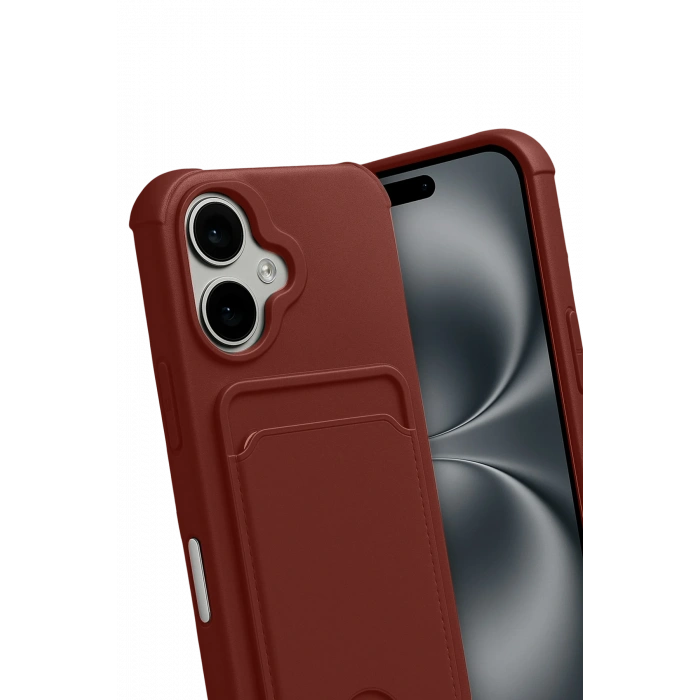 HarmonyAura Apple iPhone 17 Kelvin Kartvizitli Silikon - Bordo