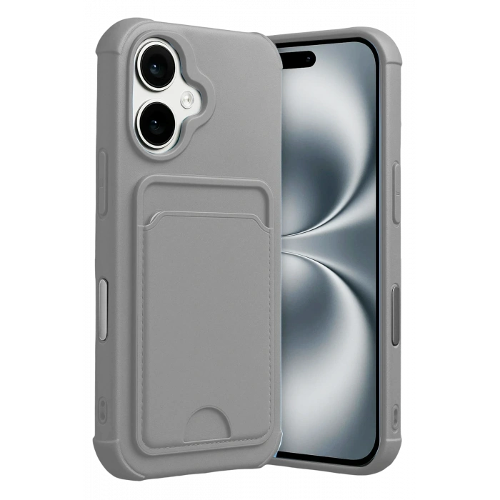 HarmonyAura Apple iPhone 17 Kelvin Kartvizitli Silikon - Gri