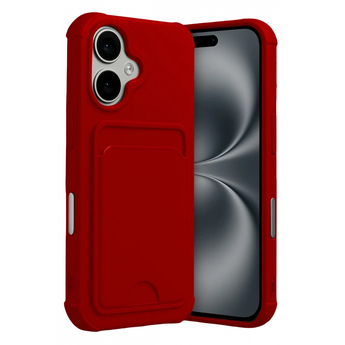 HarmonyAura Apple iPhone 17 Kelvin Kartvizitli Silikon - Kırmızı