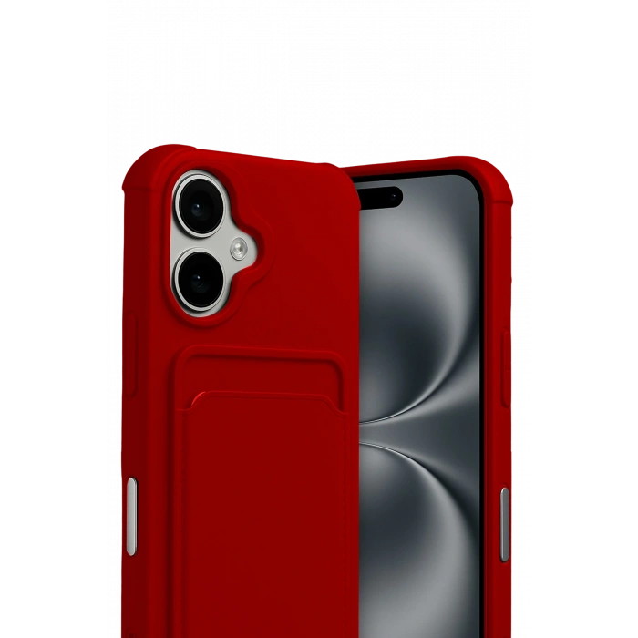 HarmonyAura Apple iPhone 17 Kelvin Kartvizitli Silikon - Kırmızı