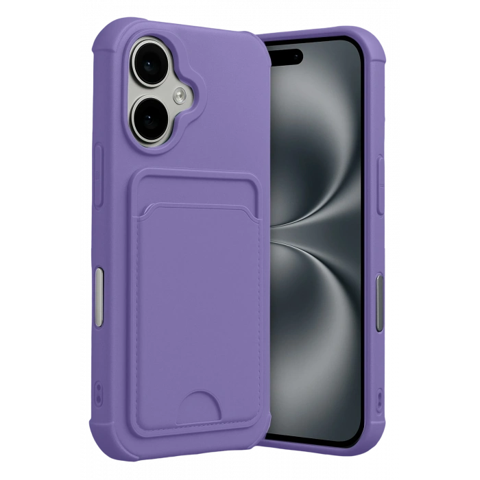 HarmonyAura Apple iPhone 17 Kelvin Kartvizitli Silikon - Lila