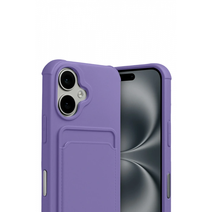 HarmonyAura Apple iPhone 17 Kelvin Kartvizitli Silikon - Lila