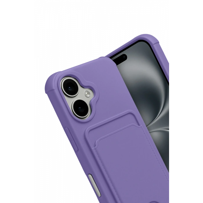 HarmonyAura Apple iPhone 17 Kelvin Kartvizitli Silikon - Lila