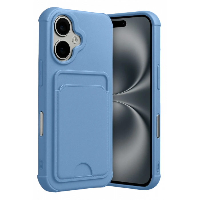 HarmonyAura Apple iPhone 17 Kelvin Kartvizitli Silikon - Mavi