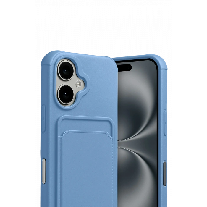 HarmonyAura Apple iPhone 17 Kelvin Kartvizitli Silikon - Mavi