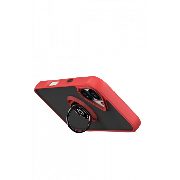 HarmonyAura Apple iPhone 17 Montreal Yüzüklü Silikon Kapak - Kırmızı