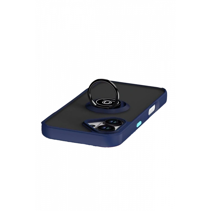 HarmonyAura Apple iPhone 17 Montreal Yüzüklü Silikon Kapak - Lacivert