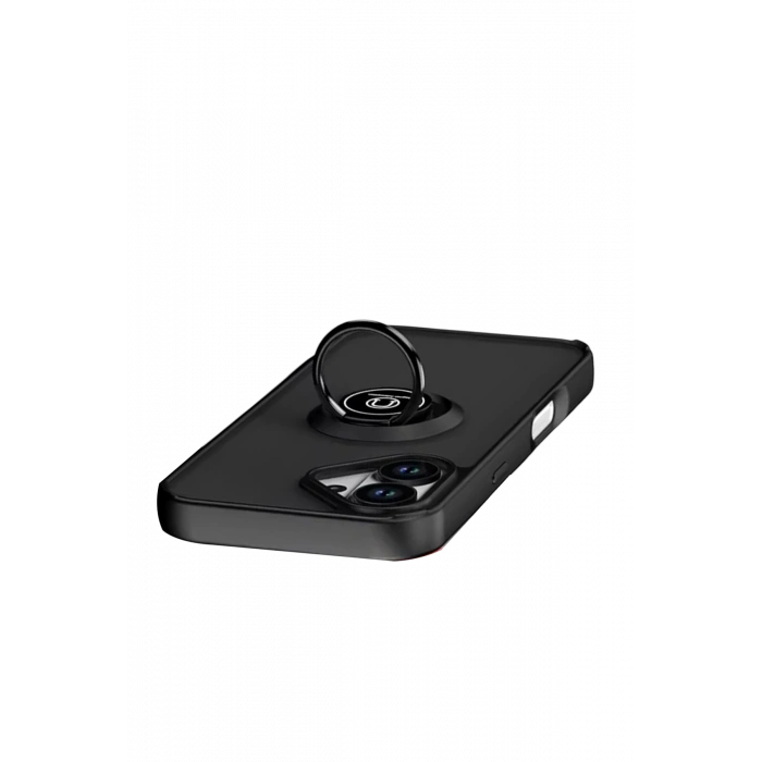 HarmonyAura Apple iPhone 17 Montreal Yüzüklü Silikon Kapak - Siyah