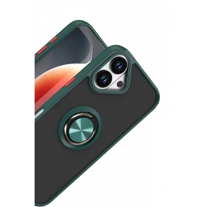 HarmonyAura Apple iPhone 17 Montreal Yüzüklü Silikon Kapak - Yeşil