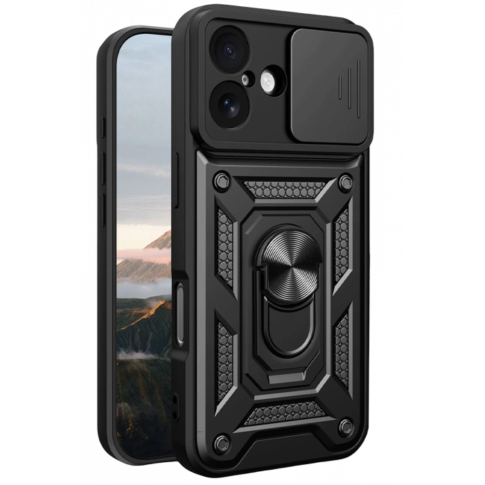 HarmonyAura Apple iPhone 17 Pars Lens Yüzüklü Silikon - Siyah