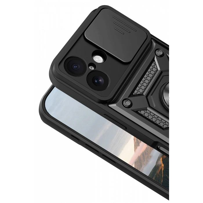 HarmonyAura Apple iPhone 17 Pars Lens Yüzüklü Silikon - Siyah