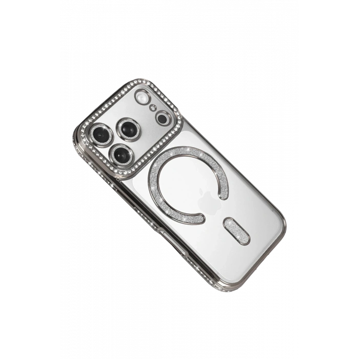 HarmonyAura Apple iPhone 17 Pro Joke Simli Magneticsafe Kılıf - Gümüş