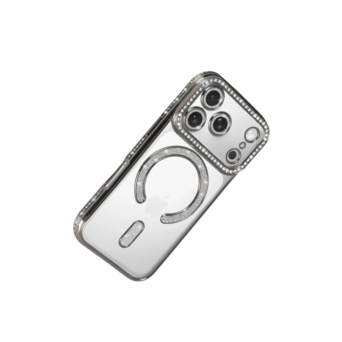 HarmonyAura Apple iPhone 17 Pro Joke Simli Magneticsafe Kılıf - Gümüş