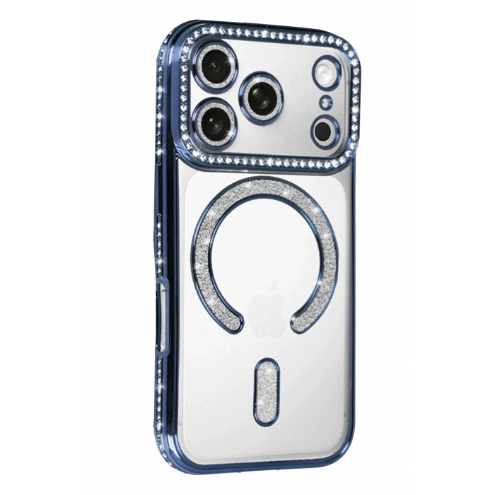 HarmonyAura Apple iPhone 17 Pro Joke Simli Magneticsafe Kılıf - Mavi