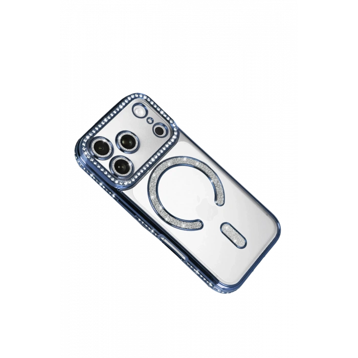 HarmonyAura Apple iPhone 17 Pro Joke Simli Magneticsafe Kılıf - Mavi