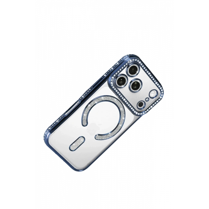 HarmonyAura Apple iPhone 17 Pro Joke Simli Magneticsafe Kılıf - Mavi