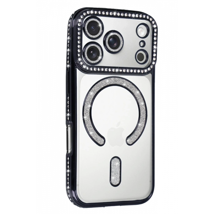 HarmonyAura Apple iPhone 17 Pro Joke Simli Magneticsafe Kılıf - Siyah