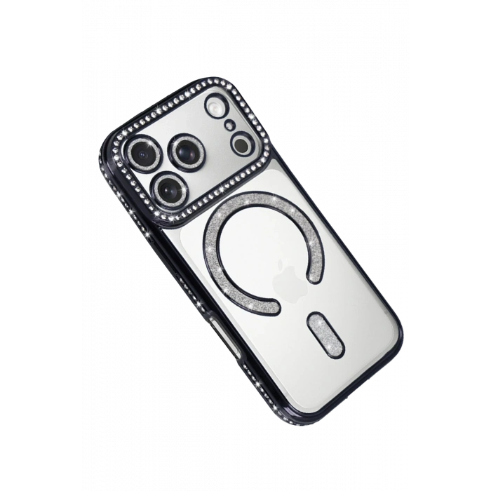 HarmonyAura Apple iPhone 17 Pro Joke Simli Magneticsafe Kılıf - Siyah