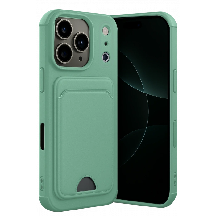 HarmonyAura Apple iPhone 17 Pro Kelvin Kartvizitli Silikon - Açık Yeşil