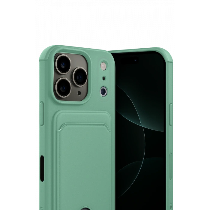 HarmonyAura Apple iPhone 17 Pro Kelvin Kartvizitli Silikon - Açık Yeşil