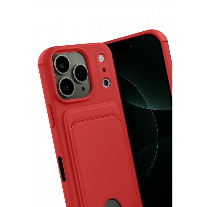 HarmonyAura Apple iPhone 17 Pro Kelvin Kartvizitli Silikon - Kırmızı