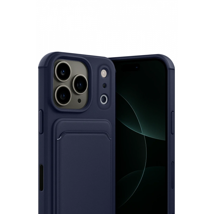 HarmonyAura Apple iPhone 17 Pro Kelvin Kartvizitli Silikon - Lacivert