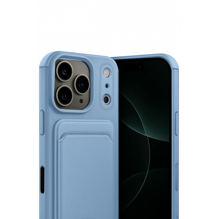 HarmonyAura Apple iPhone 17 Pro Kelvin Kartvizitli Silikon - Mavi