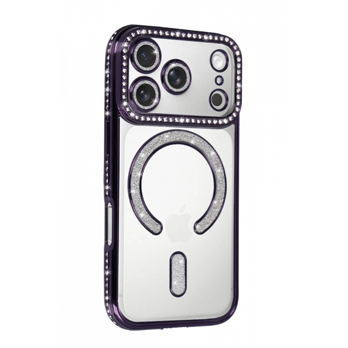 HarmonyAura Apple iPhone 17 Pro Max Joke Simli Magneticsafe Kılıf - Derin Mor