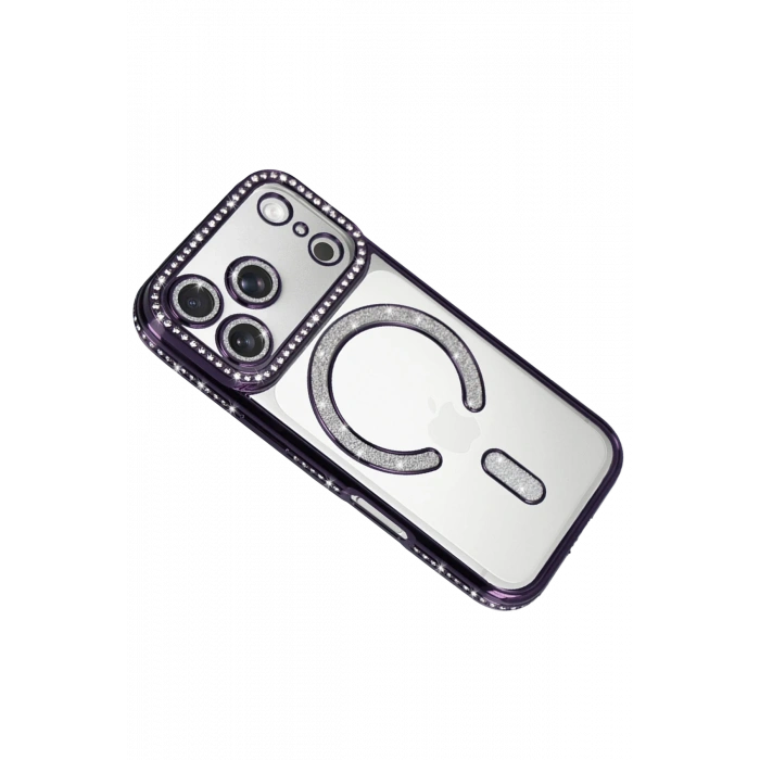 HarmonyAura Apple iPhone 17 Pro Max Joke Simli Magneticsafe Kılıf - Derin Mor