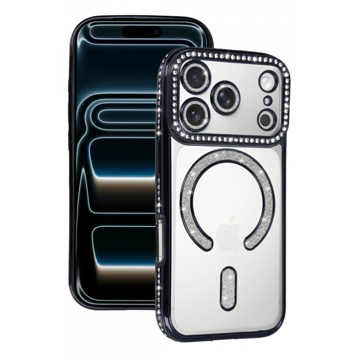 HarmonyAura Apple iPhone 17 Pro Max Joke Simli Magneticsafe Kılıf - Siyah