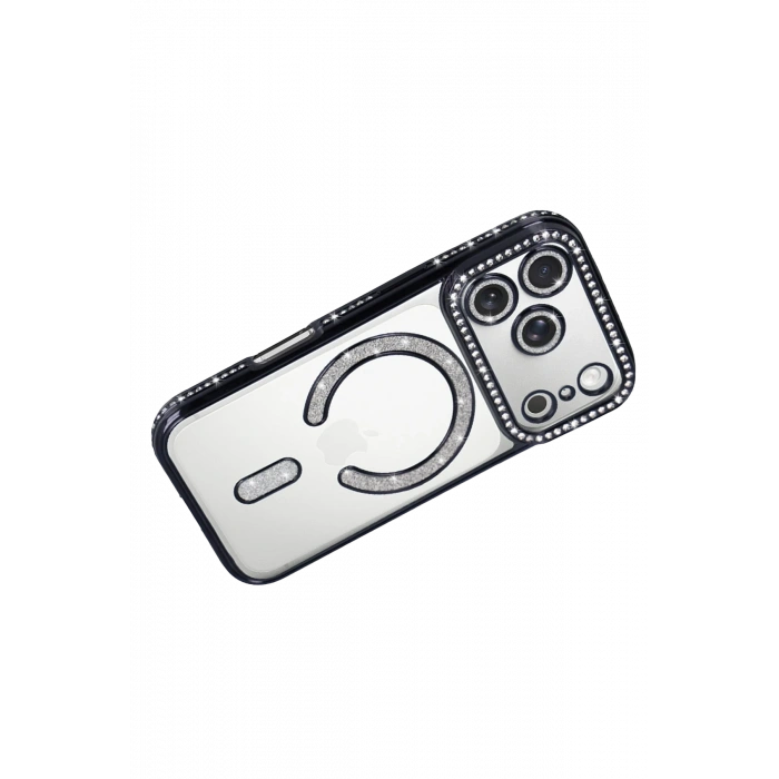 HarmonyAura Apple iPhone 17 Pro Max Joke Simli Magneticsafe Kılıf - Siyah