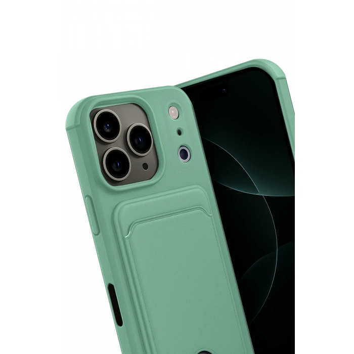 HarmonyAura Apple iPhone 17 Pro Max Kelvin Kartvizitli Silikon - Açık Yeşil