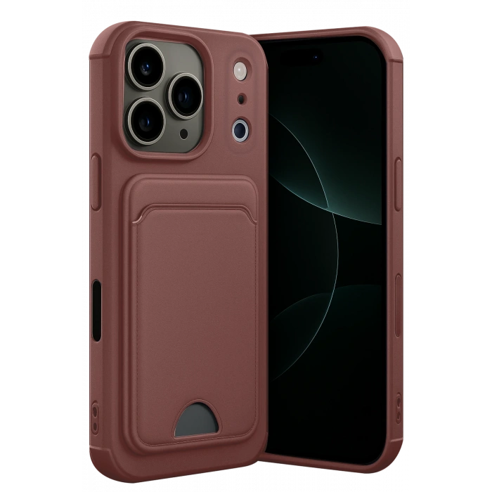 HarmonyAura Apple iPhone 17 Pro Max Kelvin Kartvizitli Silikon - Bordo