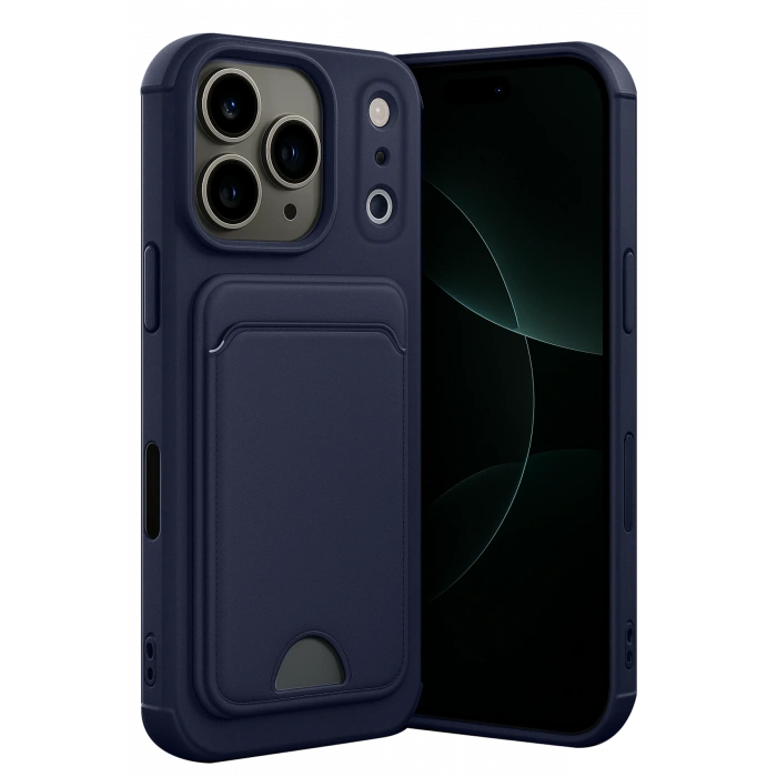 HarmonyAura Apple iPhone 17 Pro Max Kelvin Kartvizitli Silikon - Lacivert