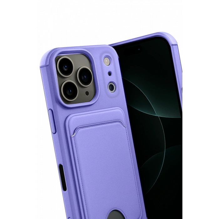 HarmonyAura Apple iPhone 17 Pro Max Kelvin Kartvizitli Silikon - Lila