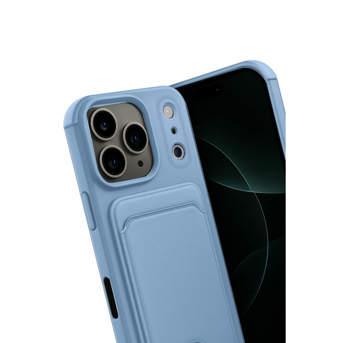 HarmonyAura Apple iPhone 17 Pro Max Kelvin Kartvizitli Silikon - Mavi