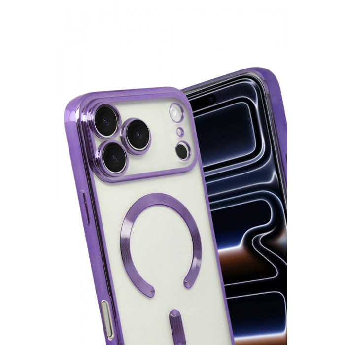 HarmonyAura Apple iPhone 17 Pro Max Kross Magneticsafe Kapak - Mor