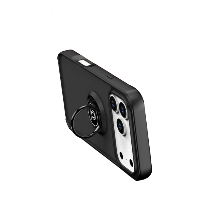 HarmonyAura Apple iPhone 17 Pro Max Montreal Yüzüklü Silikon Kapak - Siyah