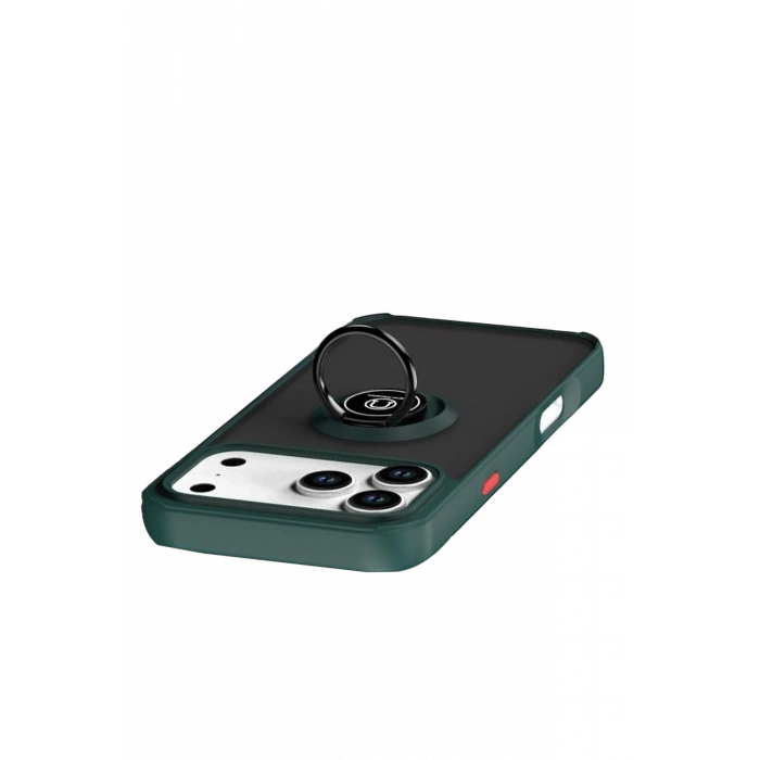 HarmonyAura Apple iPhone 17 Pro Max Montreal Yüzüklü Silikon Kapak - Yeşil