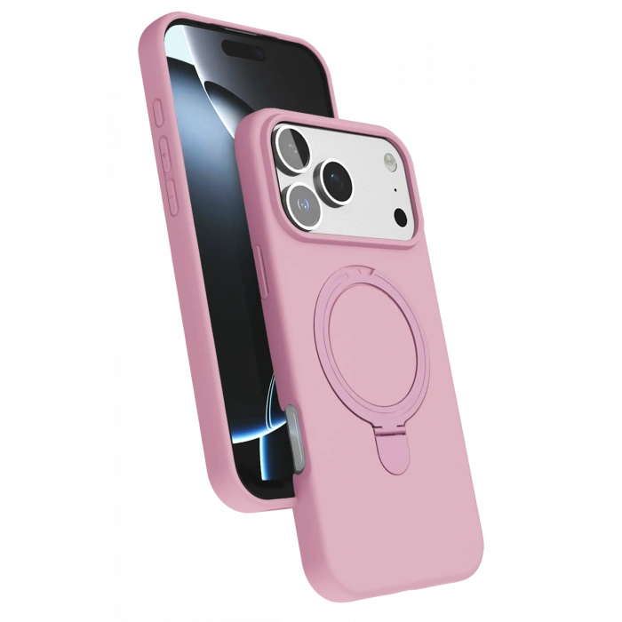 HarmonyAura Apple iPhone 17 Pro Max Regal Magsafe Standlı Kapak - Açık Pembe