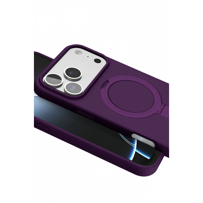 HarmonyAura Apple iPhone 17 Pro Max Regal Magsafe Standlı Kapak - Derin Mor