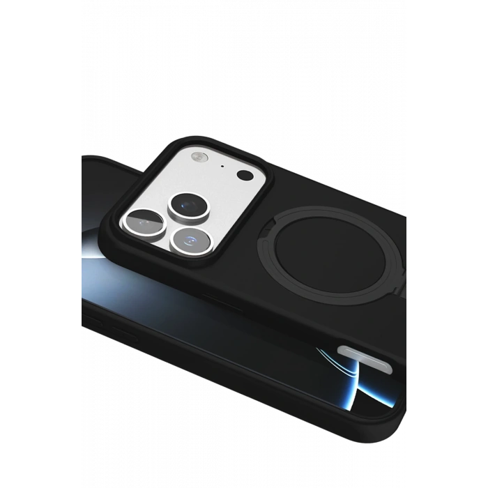 HarmonyAura Apple iPhone 17 Pro Max Regal Magsafe Standlı Kapak - Siyah