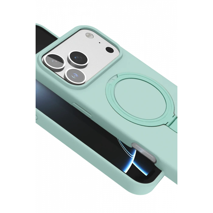 HarmonyAura Apple iPhone 17 Pro Max Regal Magsafe Standlı Kapak - Su Yeşili