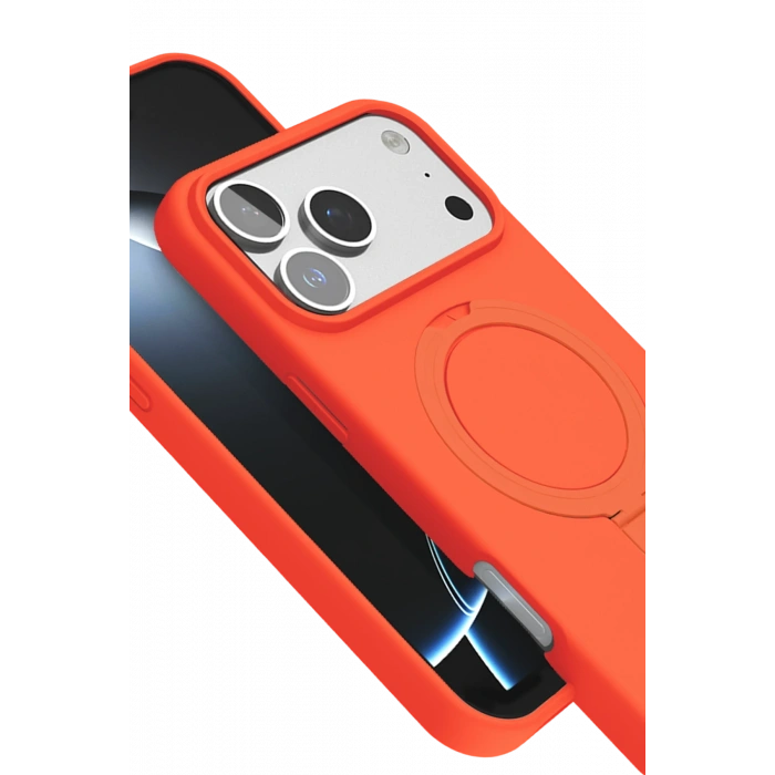 HarmonyAura Apple iPhone 17 Pro Max Regal Magsafe Standlı Kapak - Turuncu