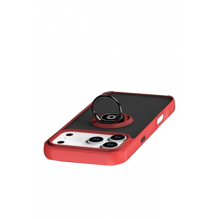 HarmonyAura Apple iPhone 17 Pro Montreal Yüzüklü Silikon Kapak - Kırmızı
