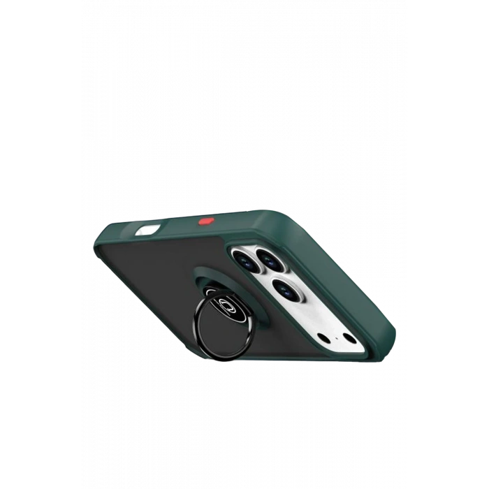 HarmonyAura Apple iPhone 17 Pro Montreal Yüzüklü Silikon Kapak - Yeşil