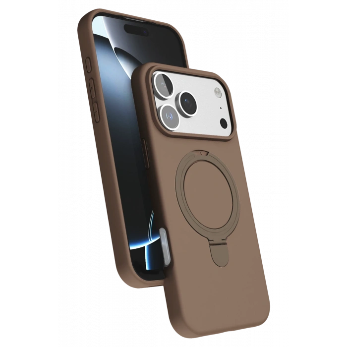 HarmonyAura Apple iPhone 17 Pro Regal Magsafe Standlı Kapak - Çöl Titanyum