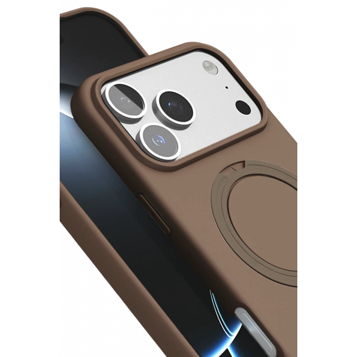 HarmonyAura Apple iPhone 17 Pro Regal Magsafe Standlı Kapak - Çöl Titanyum