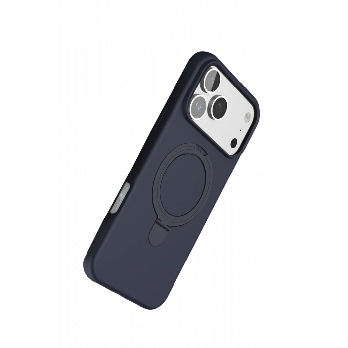 HarmonyAura Apple iPhone 17 Pro Regal Magsafe Standlı Kapak - Lacivert